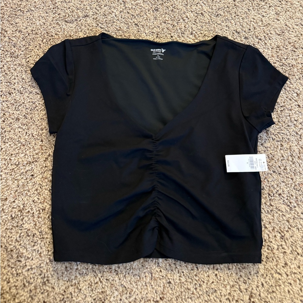 Old Navy Black Ruched Crop Top